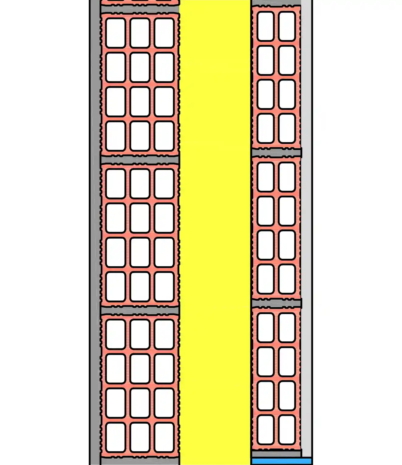 Imágen de sección de fachada con ailamiento intermedio y trasdosado cerámico para Ladrillo Gran Formato 49x20x11